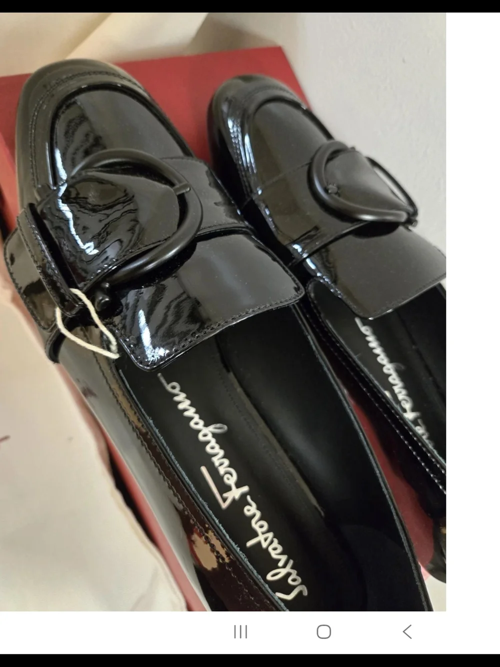 Salvatore Ferragamo Women's Black BONNIE LOAFERS Patent Shiny LEATHER SIZE 8.5 C